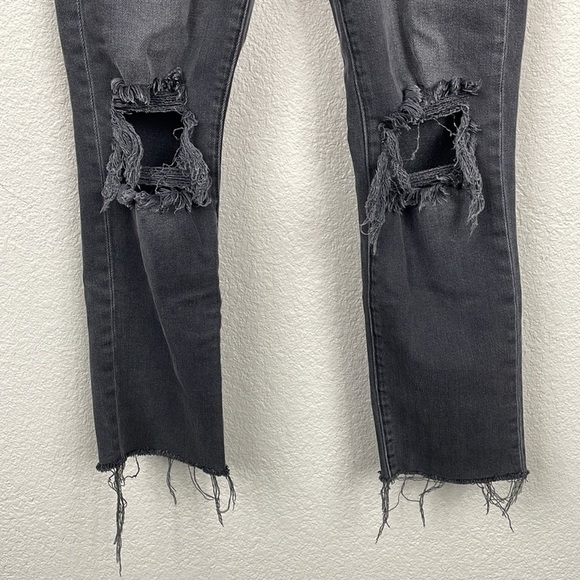 L’Agence Audrina Straight High Rise Jeans Vintage Black Worn Distressed 25 - Picture 7 of 15